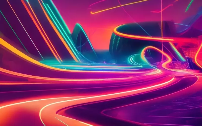Bunte sich schnell bewegende Lichtstrahlen. Auch die Video-Aufnahme ist rasend schnell